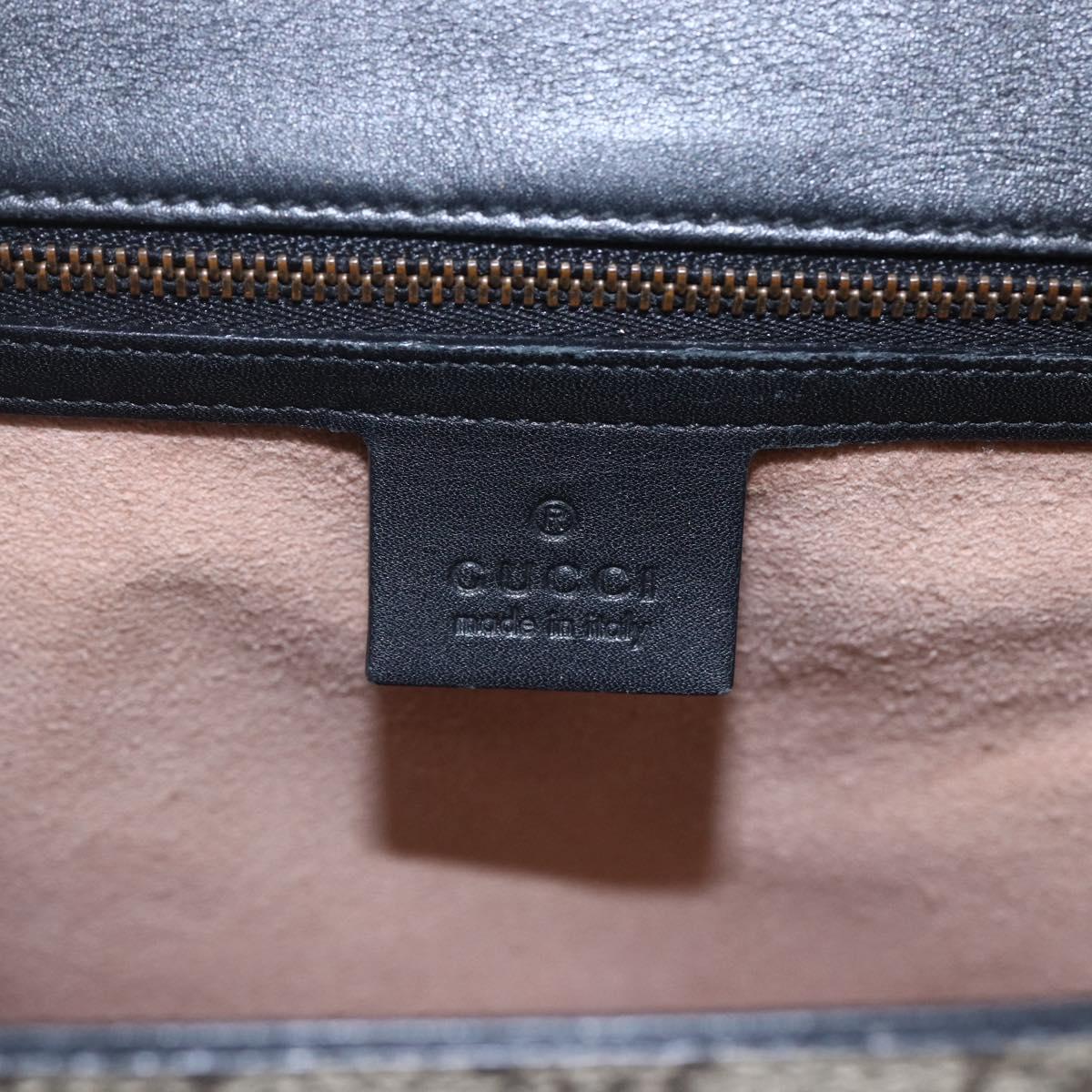 GUCCI GG Supreme Cat Head Hand Bag PVC 2way Beige Gold 476435 Auth 153975