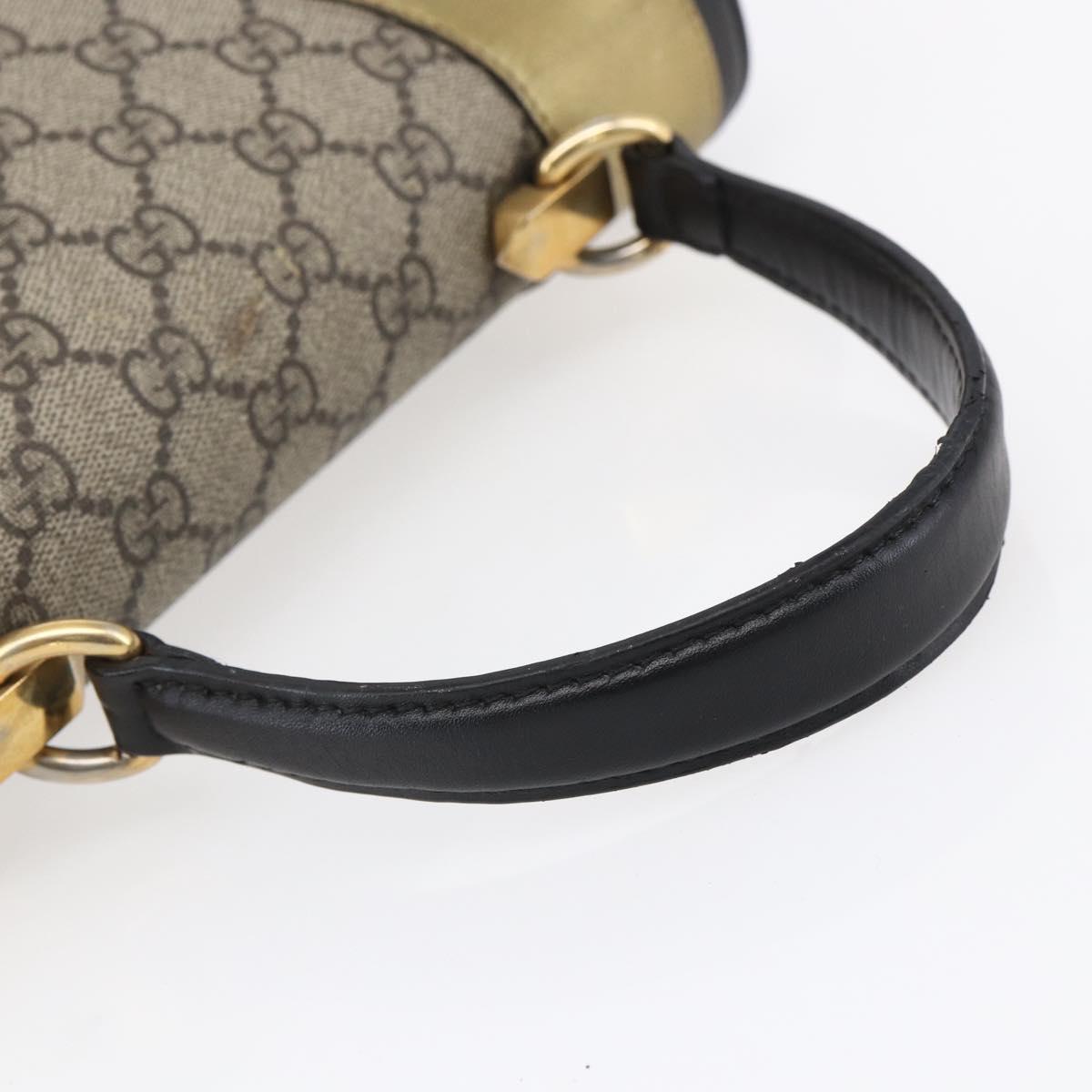 GUCCI GG Supreme Cat Head Hand Bag PVC 2way Beige Gold 476435 Auth 153975