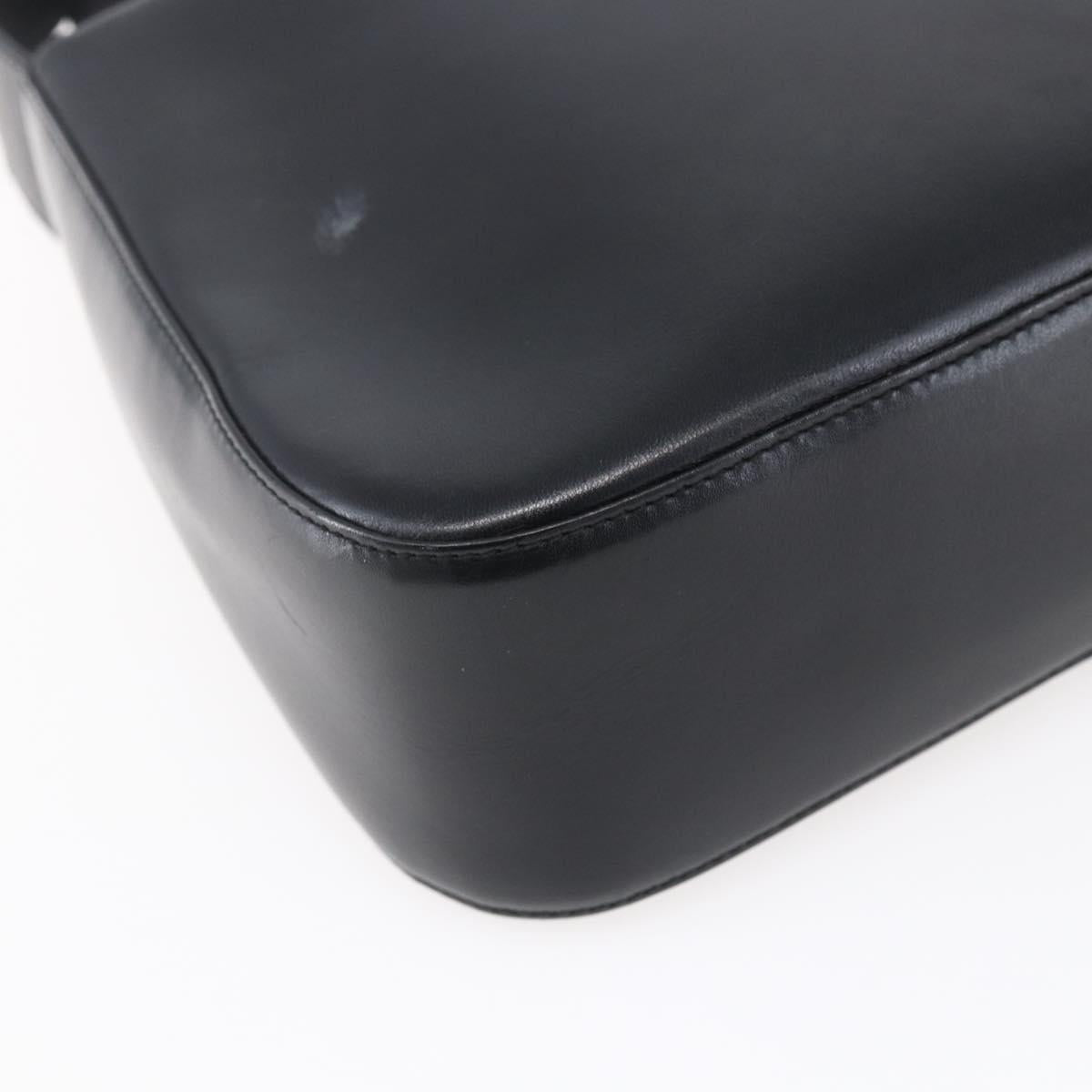 Salvatore Ferragamo Gancini Shoulder Bag Leather Black Gold Auth 153976