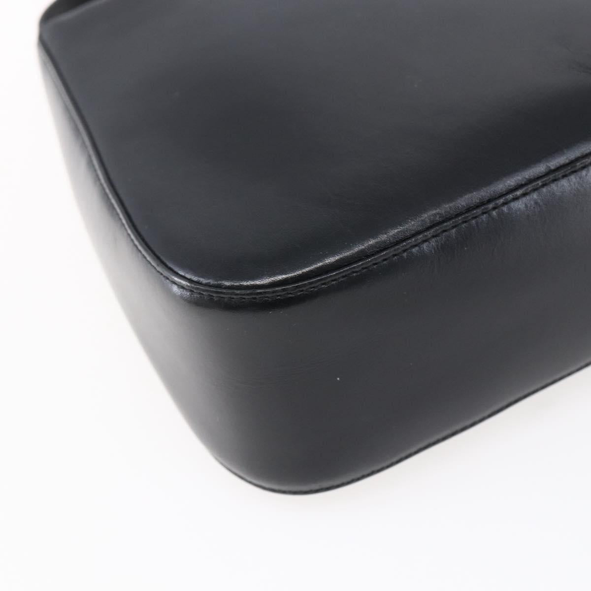 Salvatore Ferragamo Gancini Shoulder Bag Leather Black Gold Auth 153976