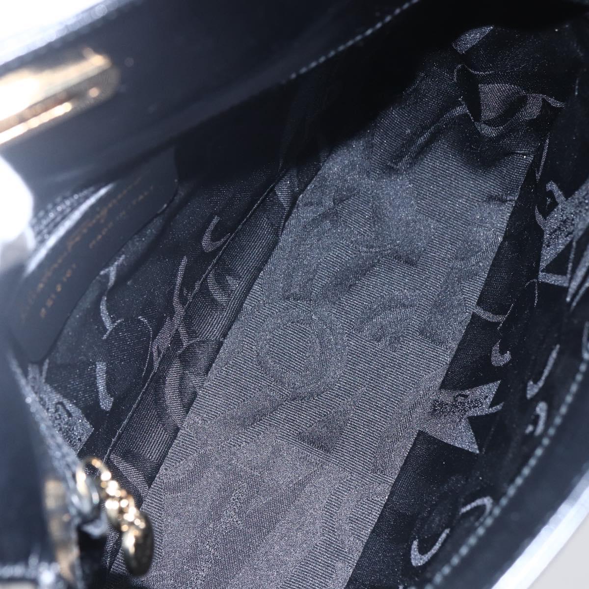 Salvatore Ferragamo Gancini Shoulder Bag Leather Black Gold Auth 153976