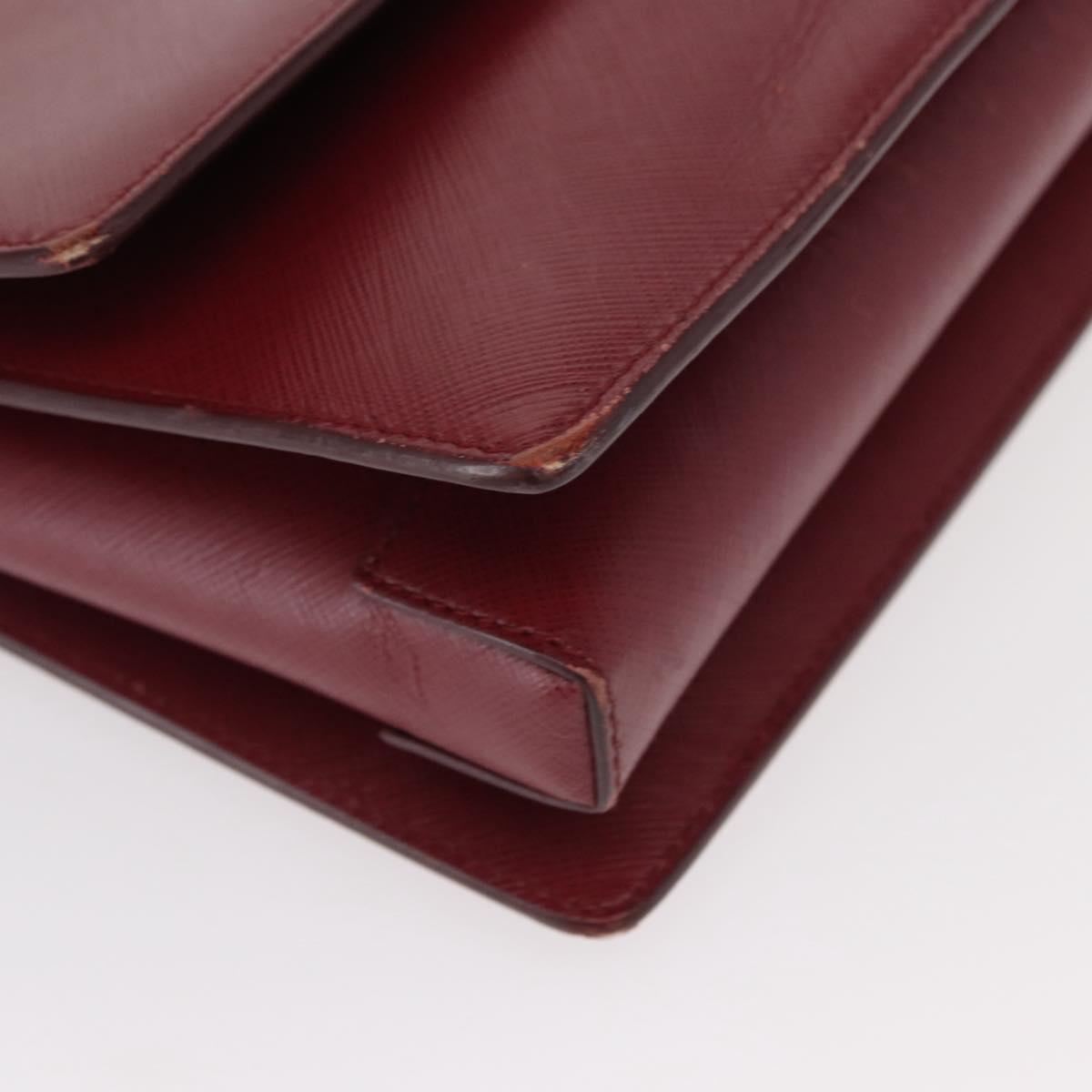 Salvatore Ferragamo Vala Chain Shoulder Bag Leather Bordeaux Gold Auth 153977