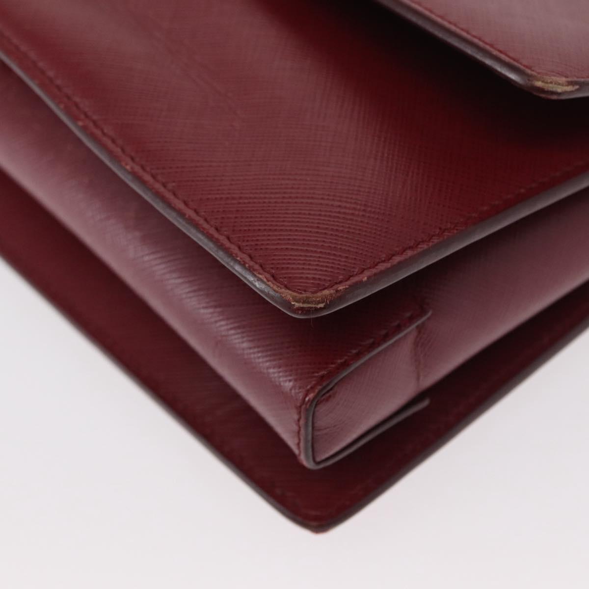 Salvatore Ferragamo Vala Chain Shoulder Bag Leather Bordeaux Gold Auth 153977