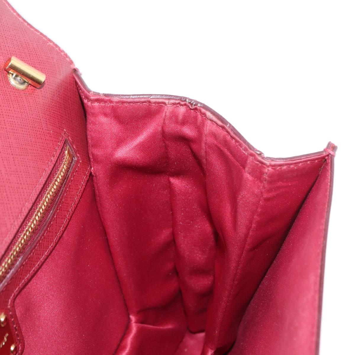 Salvatore Ferragamo Vala Chain Shoulder Bag Leather Bordeaux Gold Auth 153977