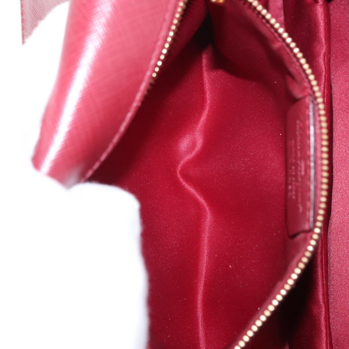 Salvatore Ferragamo Vala Chain Shoulder Bag Leather Bordeaux Gold Auth 153977