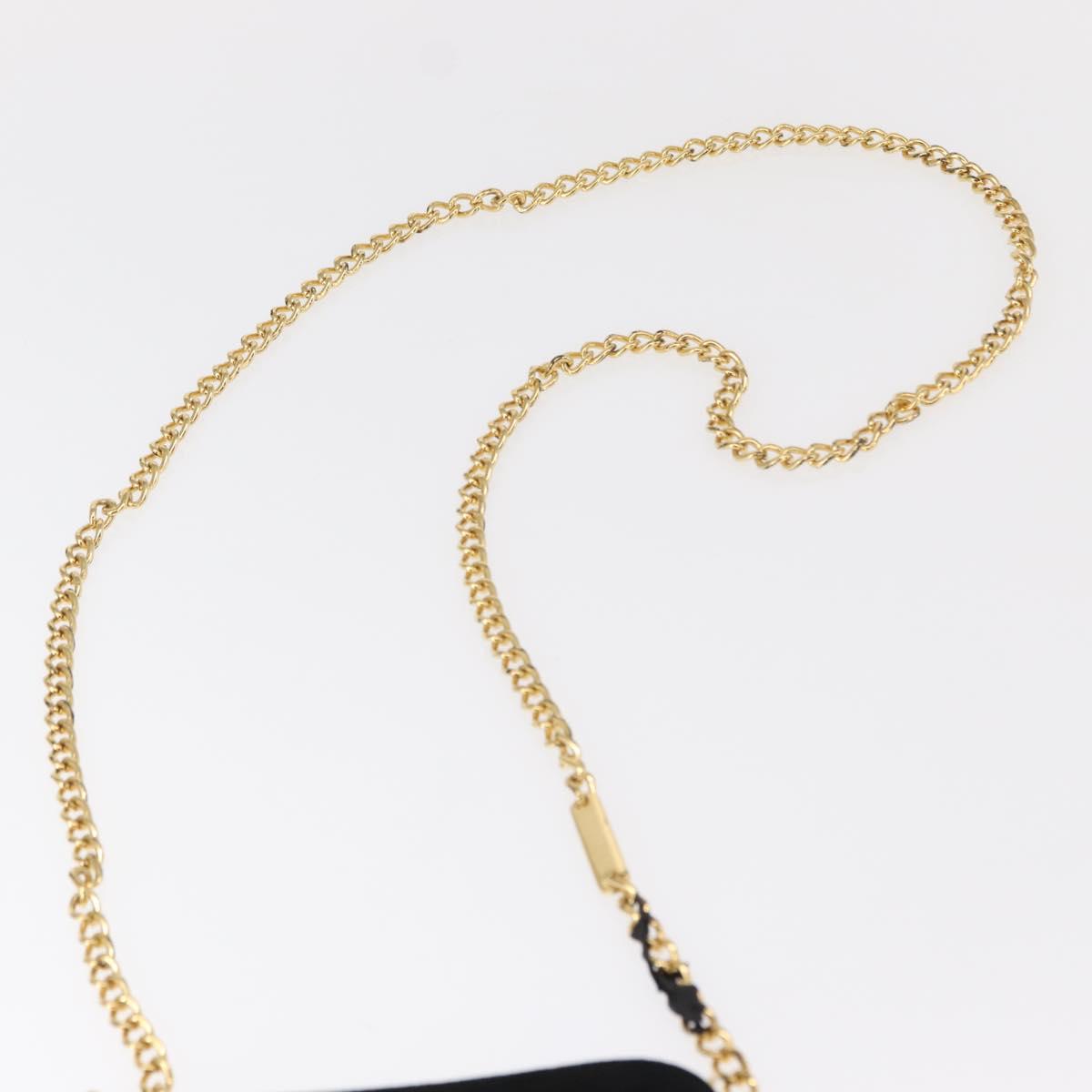 Salvatore Ferragamo Chain Gancini Shoulder Bag Suede Black Gold Auth 153978