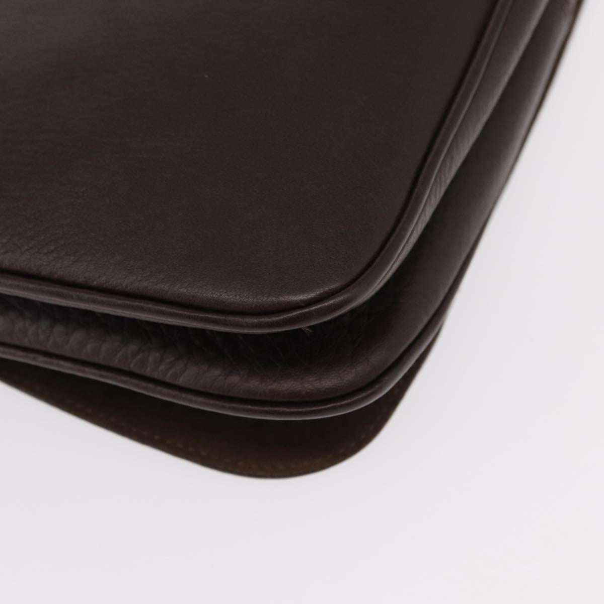 Salvatore Ferragamo Gancini Shoulder Bag Leather Dark Brown Silver Auth 153981