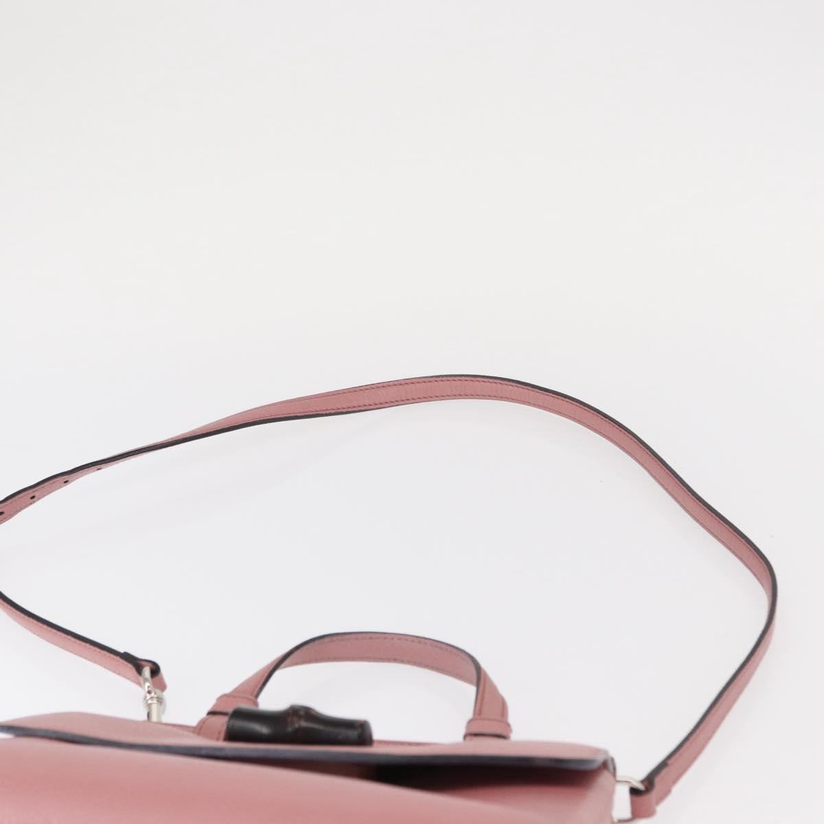 GUCCI Bamboo Daily Hand Bag Leather 2way Pink Silver 370831 Auth 153982