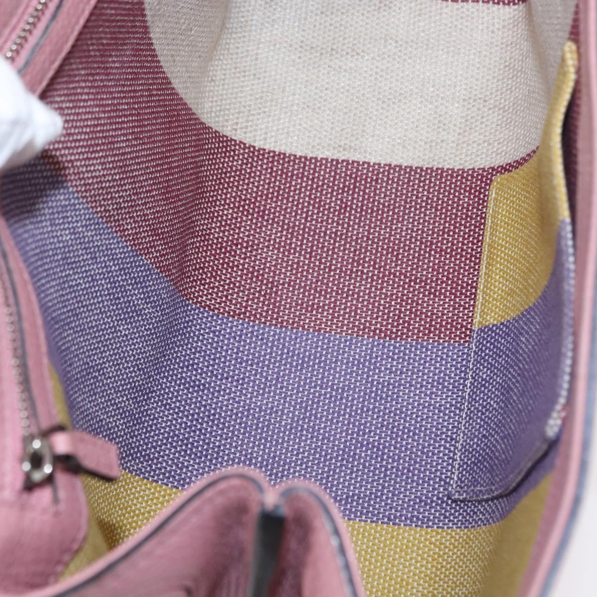 GUCCI Bamboo Daily Hand Bag Leather 2way Pink Silver 370831 Auth 153982