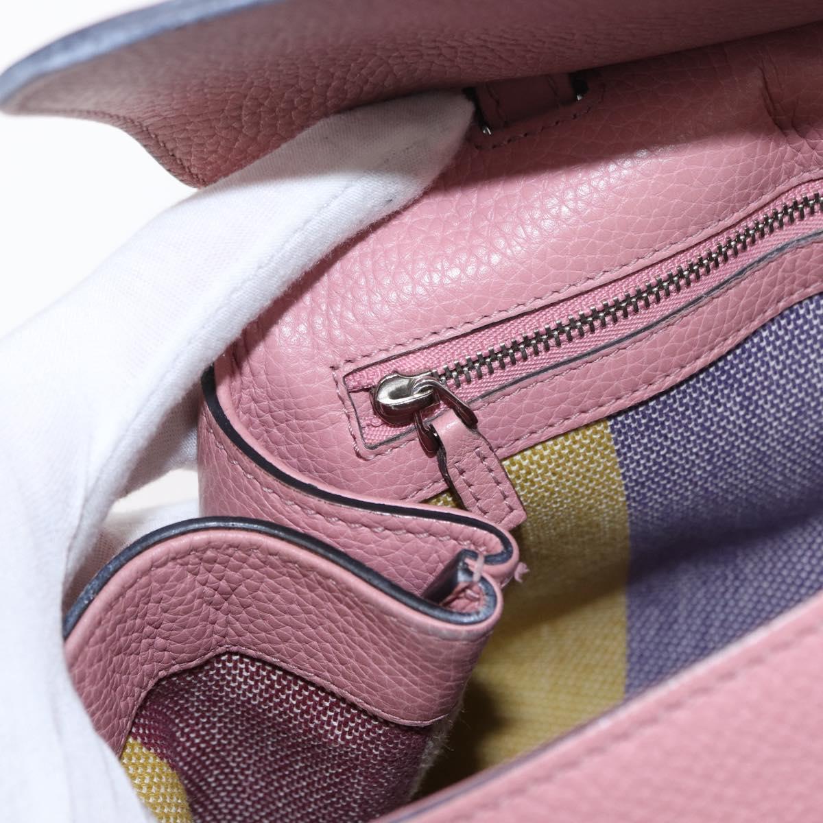 GUCCI Bamboo Daily Hand Bag Leather 2way Pink Silver 370831 Auth 153982