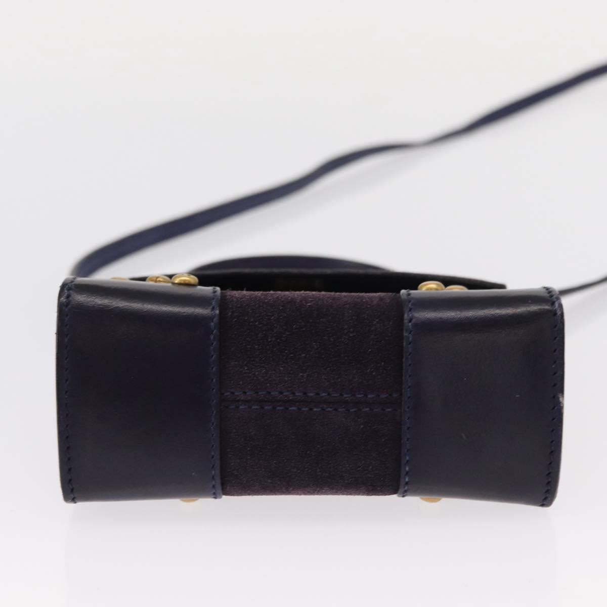 CELINE Hand Bag Suede 2way Purple Gold Auth 153983