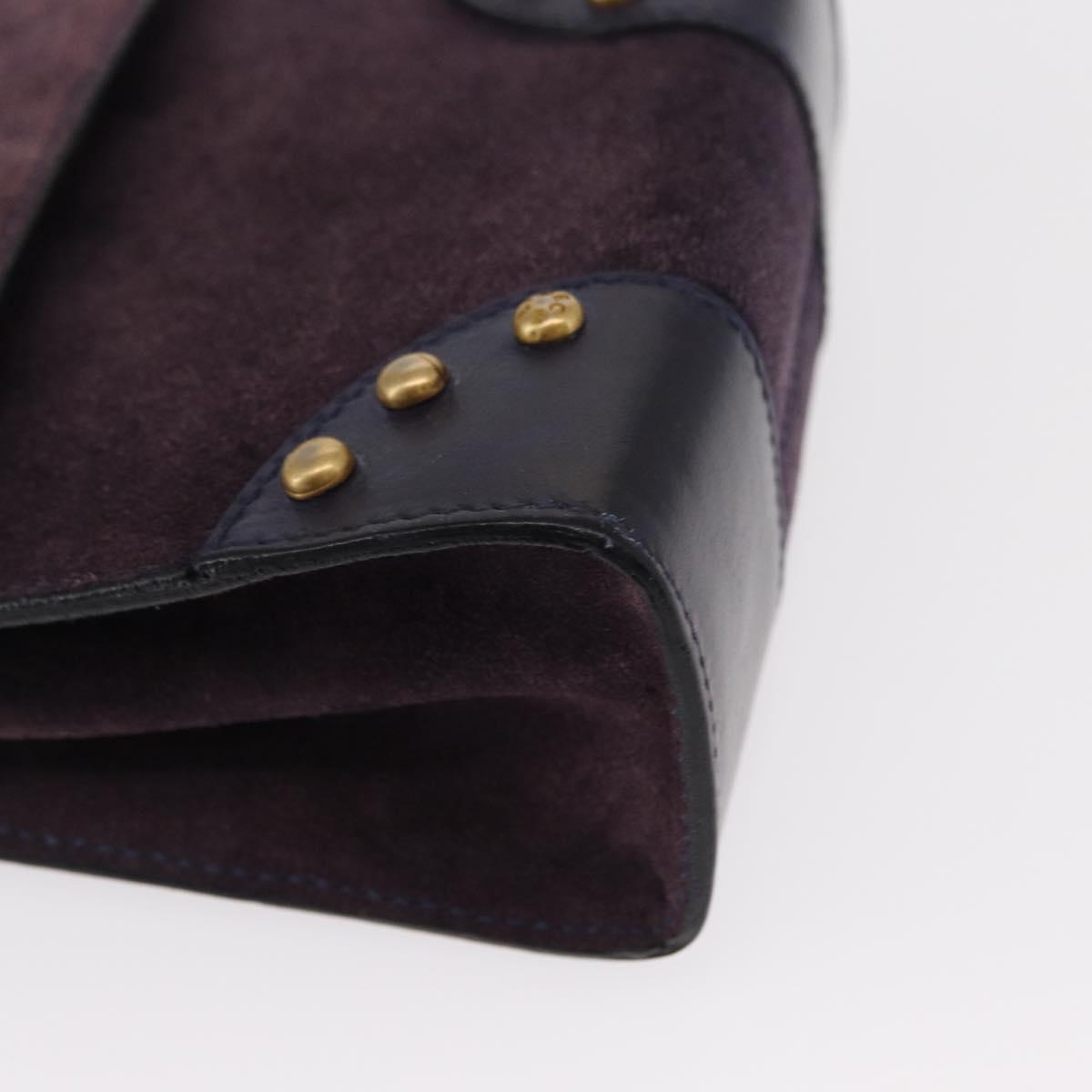 CELINE Hand Bag Suede 2way Purple Gold Auth 153983