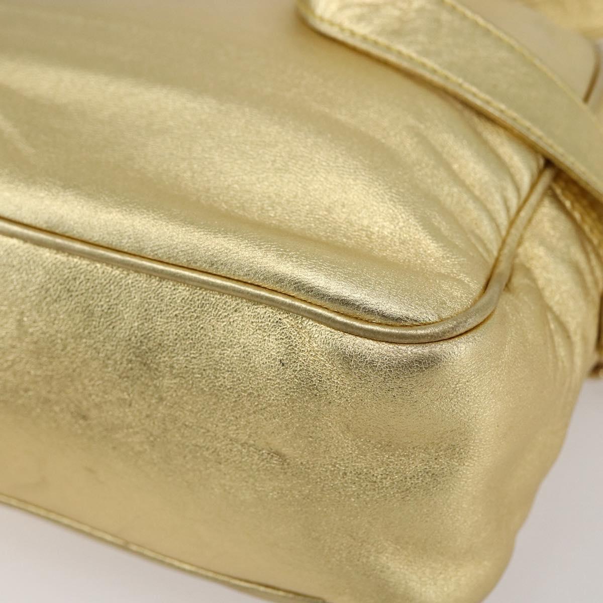 LOEWE Anagram Shoulder Bag Leather Gold Auth 153984