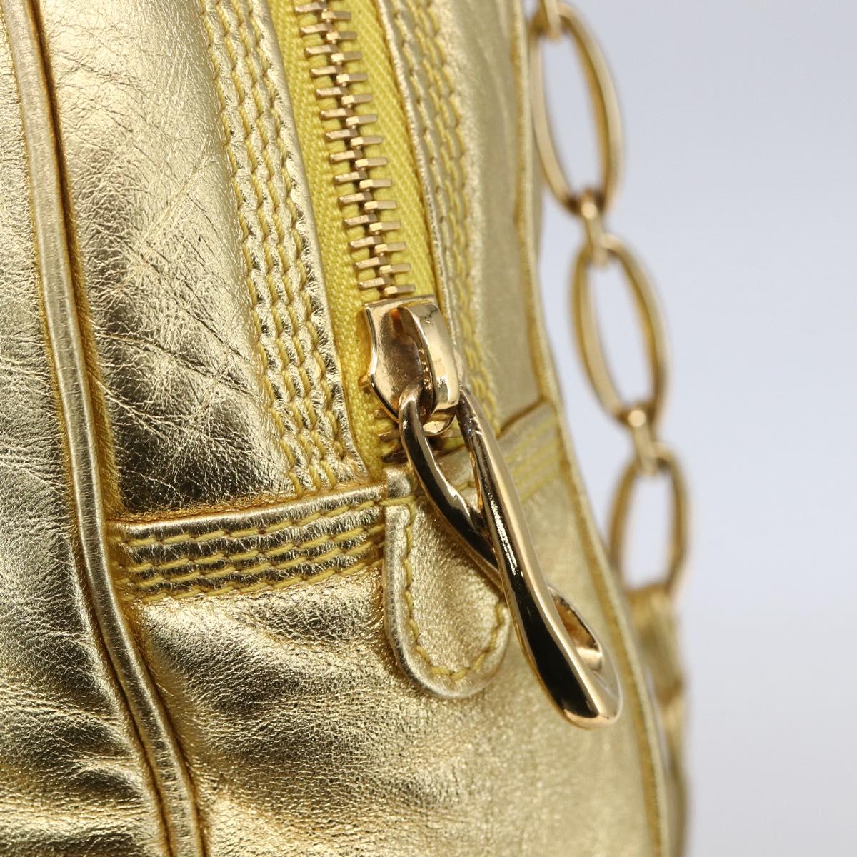 LOEWE Anagram Shoulder Bag Leather Gold Auth 153984