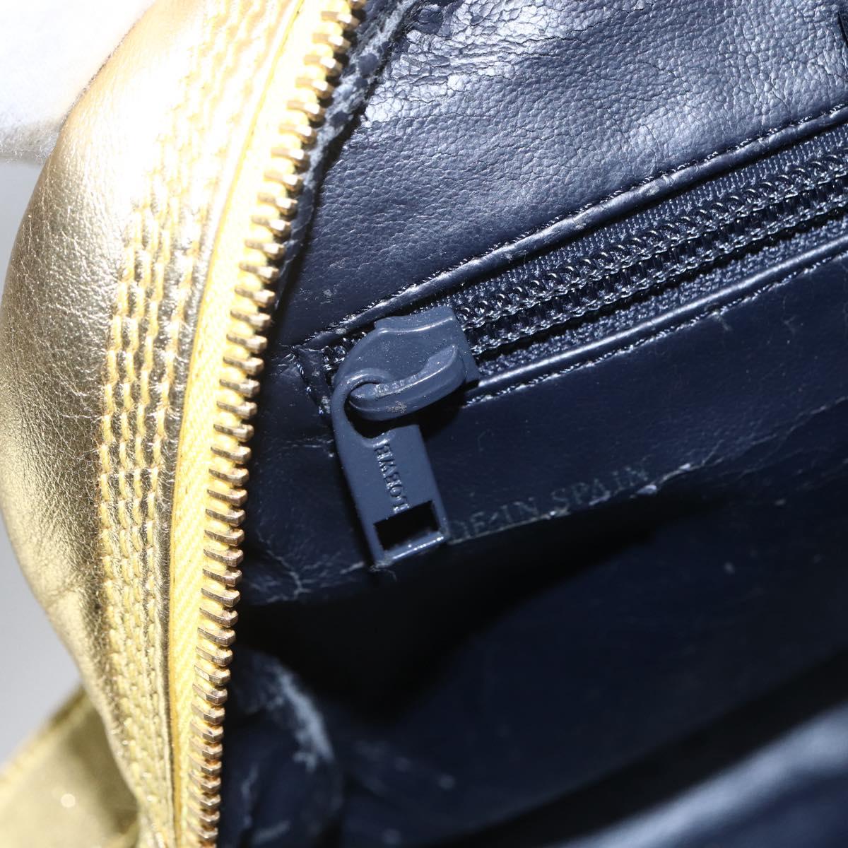 LOEWE Anagram Shoulder Bag Leather Gold Auth 153984