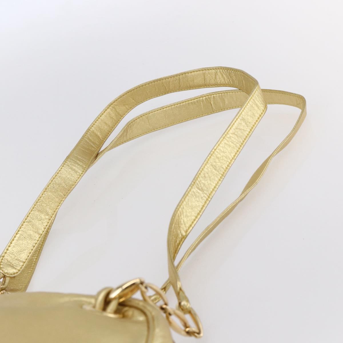 LOEWE Anagram Shoulder Bag Leather Gold Auth 153984