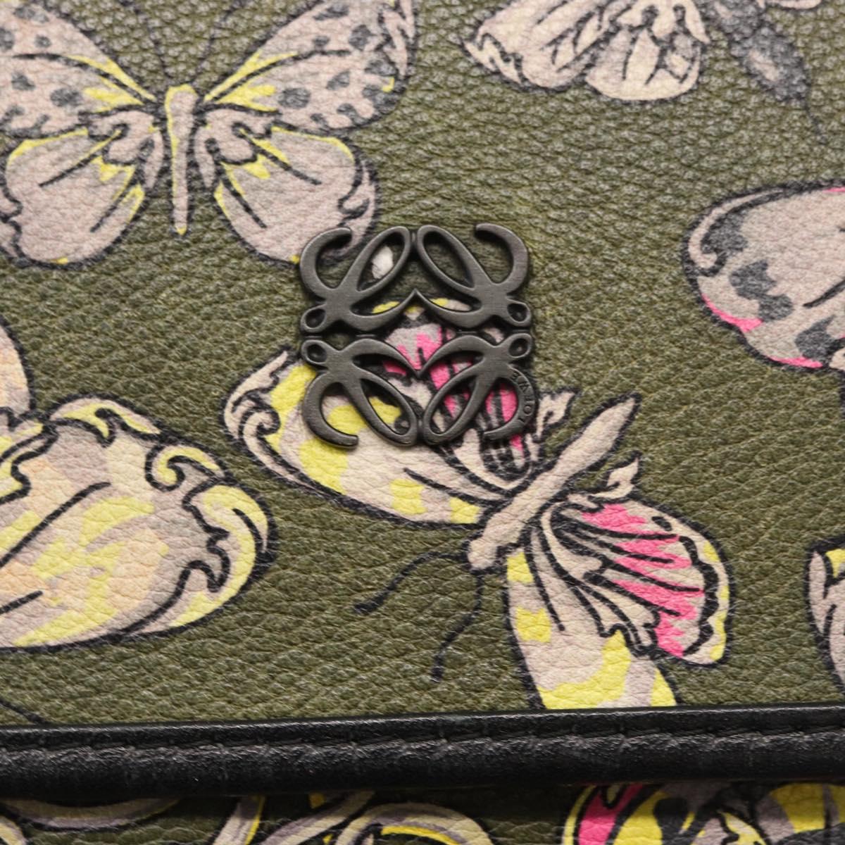 LOEWE Shoulder Bag Leather Green Auth 153985