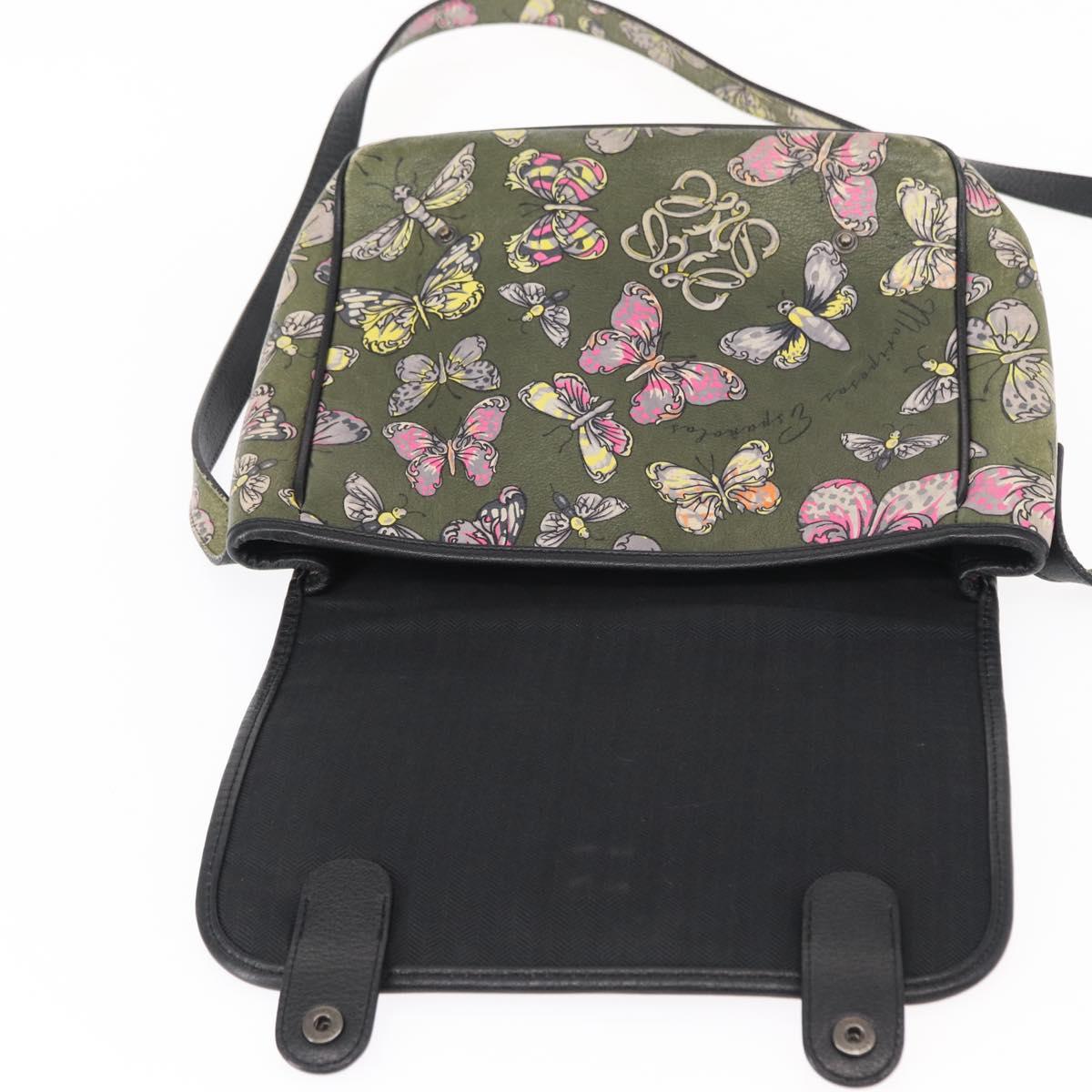 LOEWE Shoulder Bag Leather Green Auth 153985