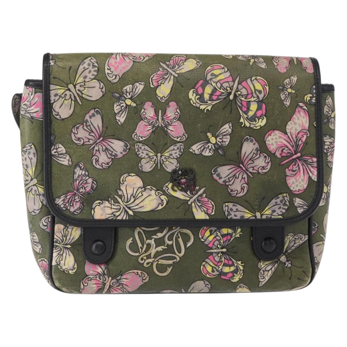 LOEWE Shoulder Bag Leather Green Auth 153985