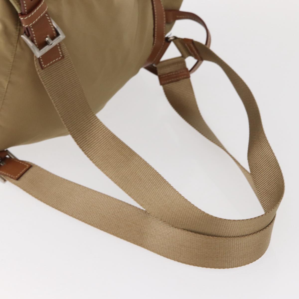 PRADA Backpack Nylon Beige Silver Auth 153987