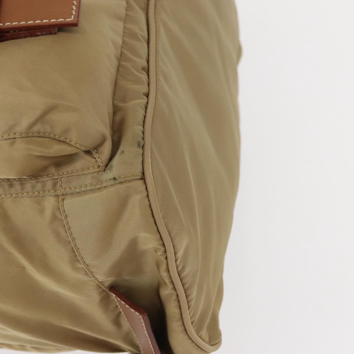 PRADA Backpack Nylon Beige Silver Auth 153987