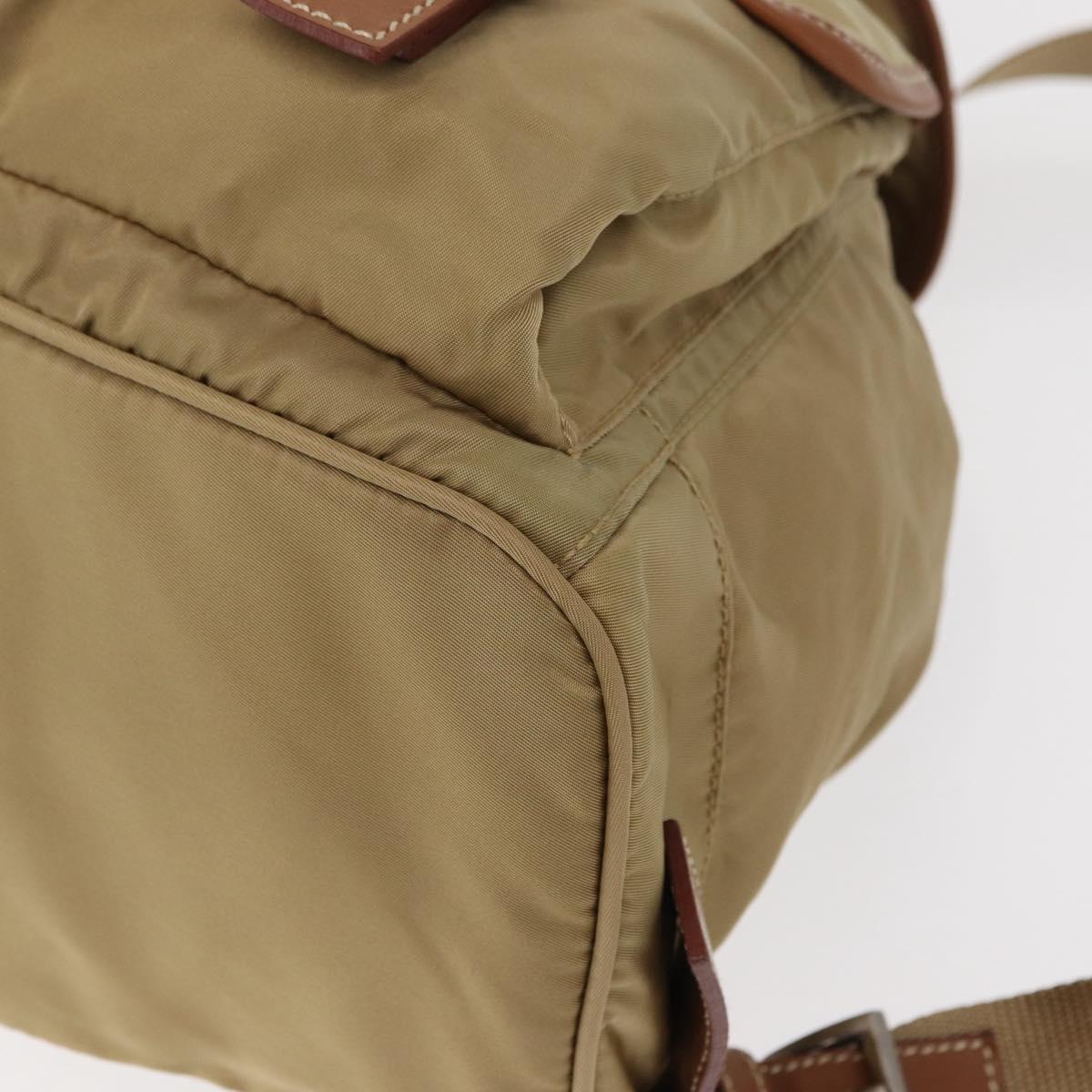 PRADA Backpack Nylon Beige Silver Auth 153987