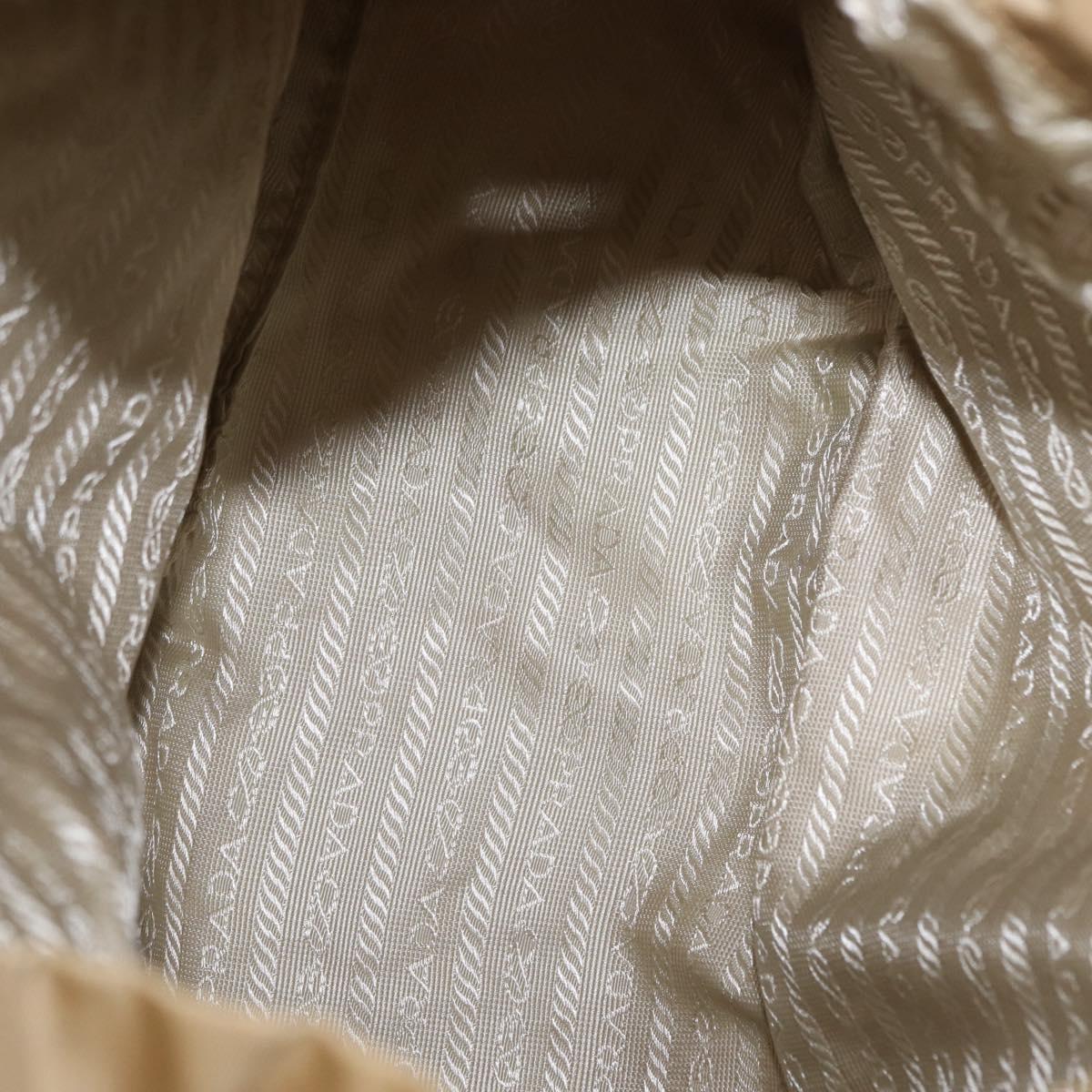 PRADA Backpack Nylon Beige Silver Auth 153987