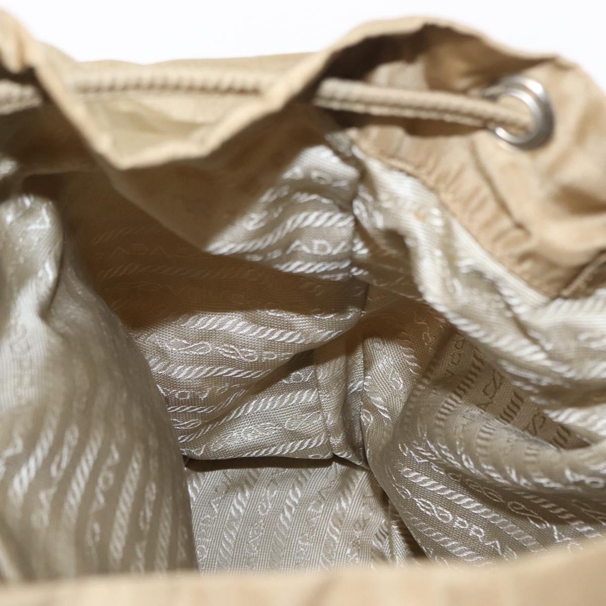 PRADA Backpack Nylon Beige Silver Auth 153987