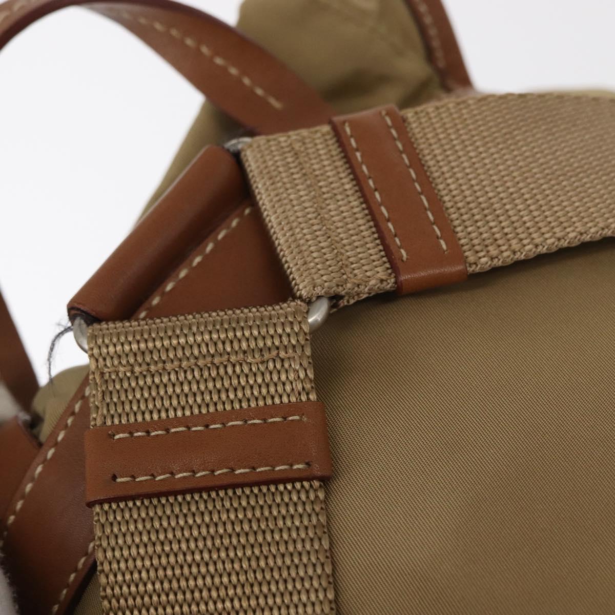 PRADA Backpack Nylon Beige Silver Auth 153987
