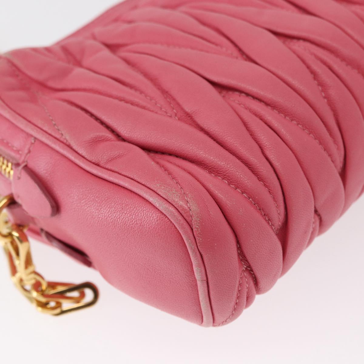 Miu Miu Matelasse Chain Shoulder Bag Leather Pink Gold Auth 153988