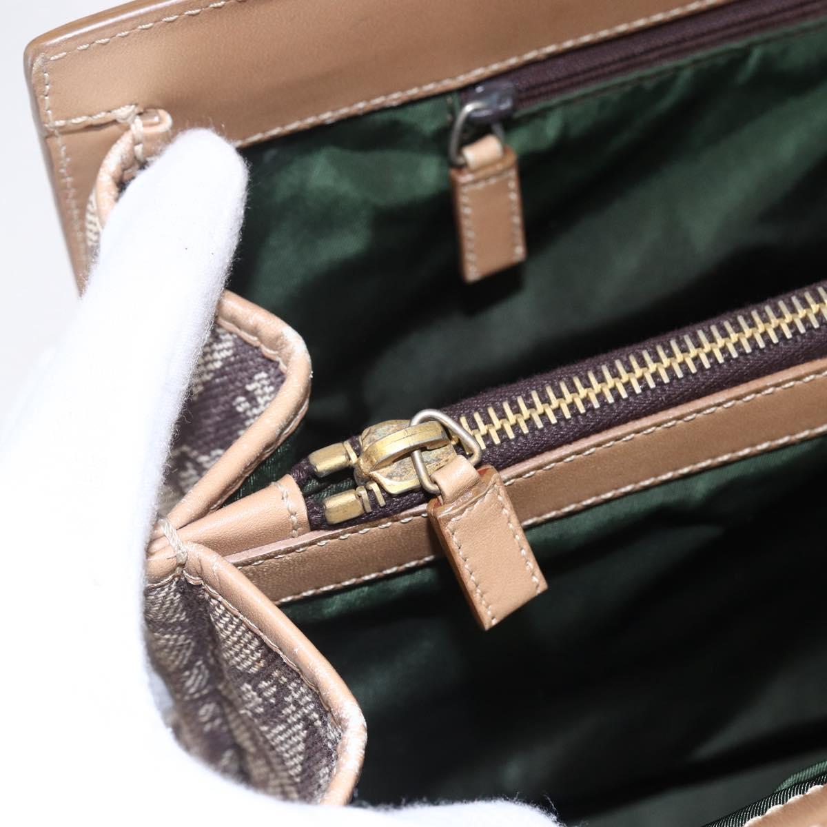Christian Dior Trotter Canvas Hand Bag Brown Gold Auth 153990