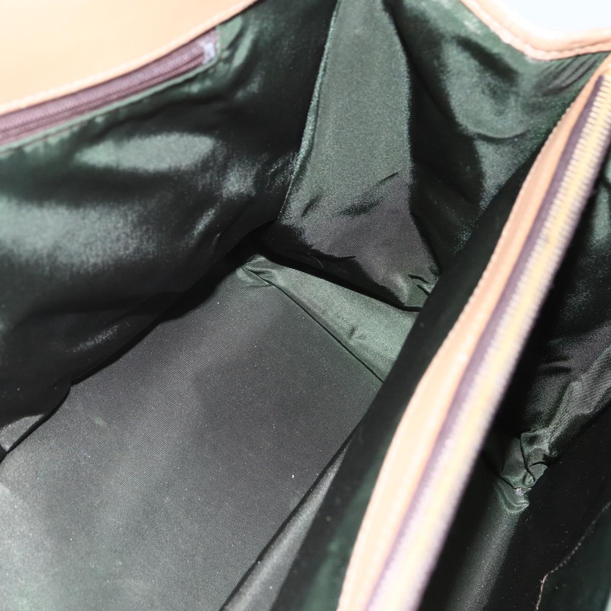 Christian Dior Trotter Canvas Hand Bag Brown Gold Auth 153990