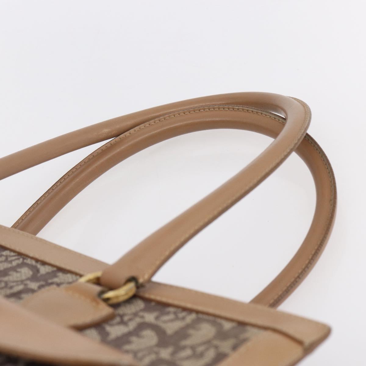 Christian Dior Trotter Canvas Hand Bag Brown Gold Auth 153990