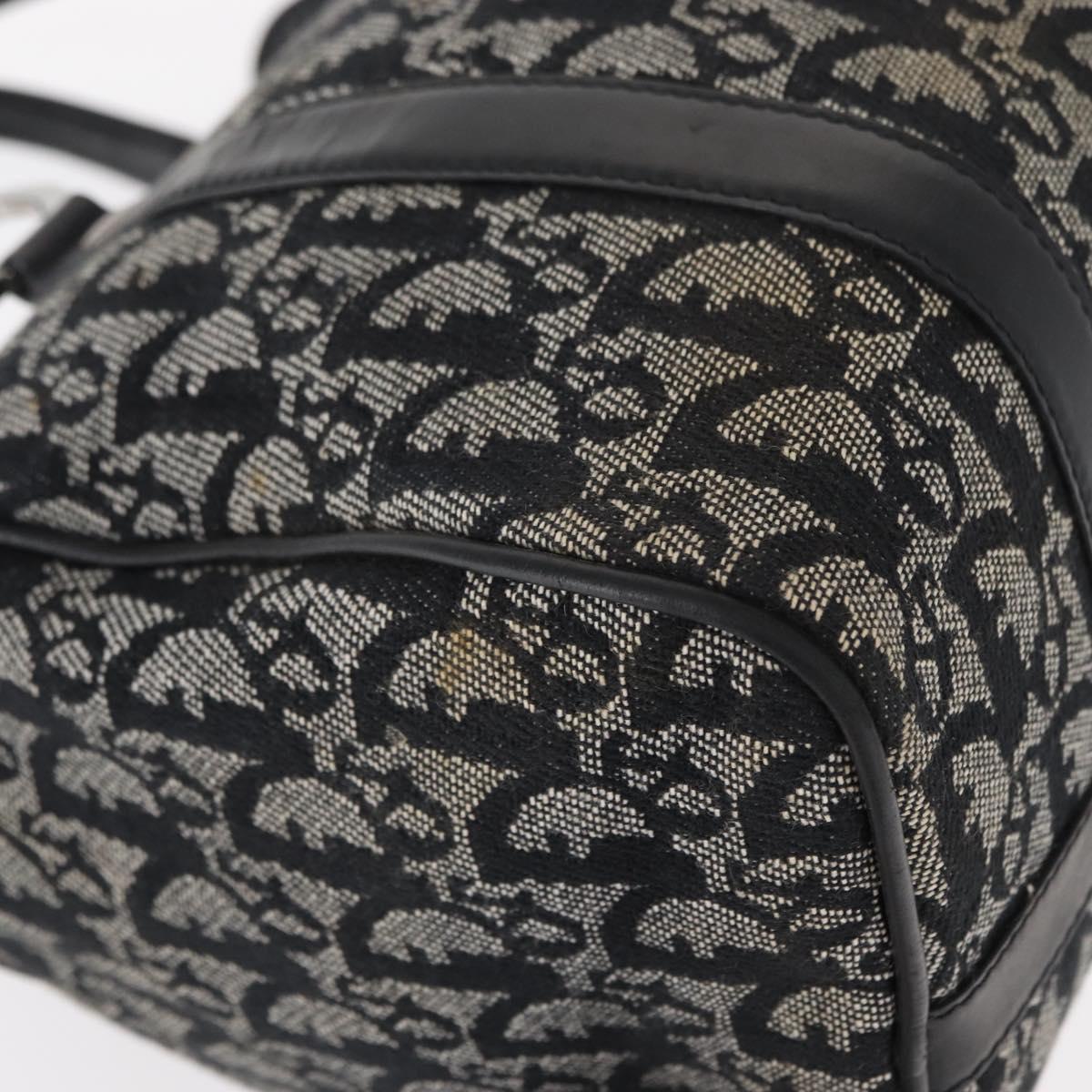 Christian Dior Trotter Canvas Hand Bag Black Silver Auth 153991