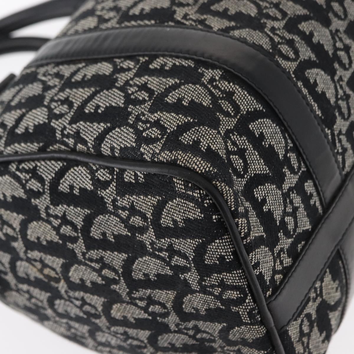 Christian Dior Trotter Canvas Hand Bag Black Silver Auth 153991