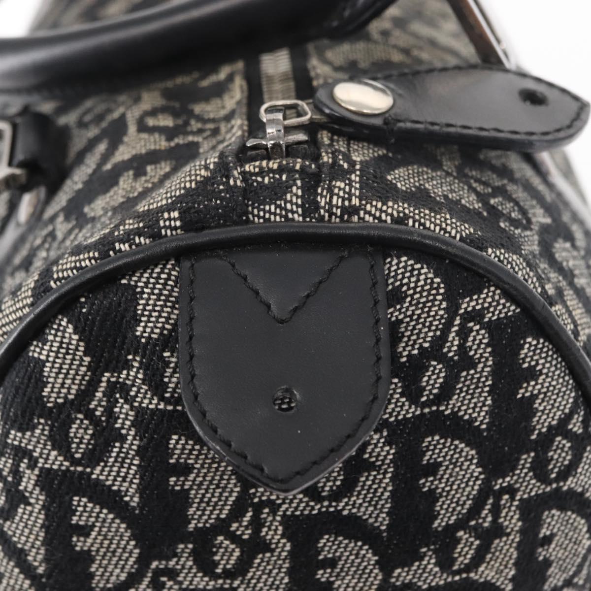Christian Dior Trotter Canvas Hand Bag Black Silver Auth 153991