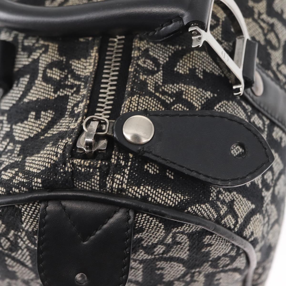 Christian Dior Trotter Canvas Hand Bag Black Silver Auth 153991