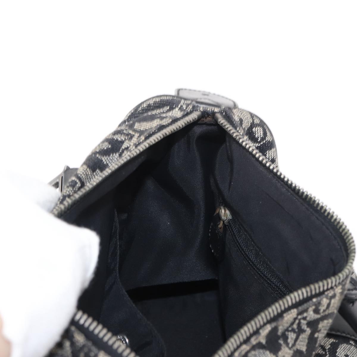 Christian Dior Trotter Canvas Hand Bag Black Silver Auth 153991