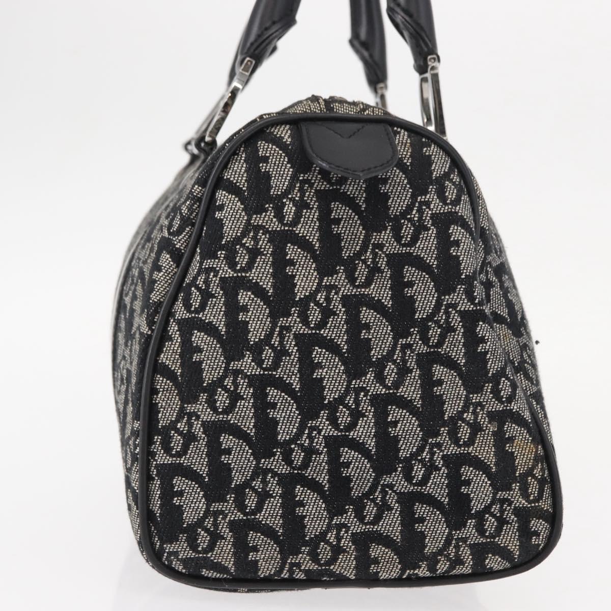 Christian Dior Trotter Canvas Hand Bag Black Silver Auth 153991