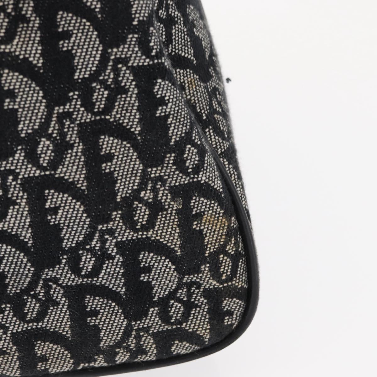 Christian Dior Trotter Canvas Hand Bag Black Silver Auth 153991