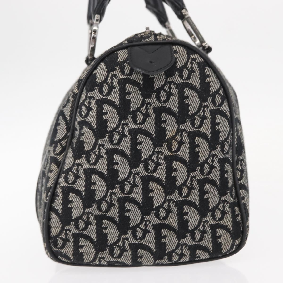 Christian Dior Trotter Canvas Hand Bag Black Silver Auth 153991