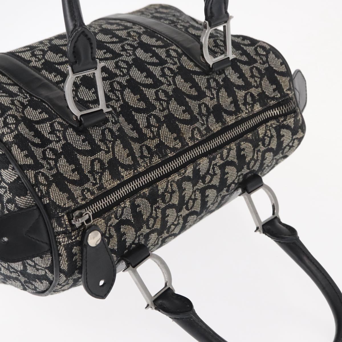 Christian Dior Trotter Canvas Hand Bag Black Silver Auth 153991