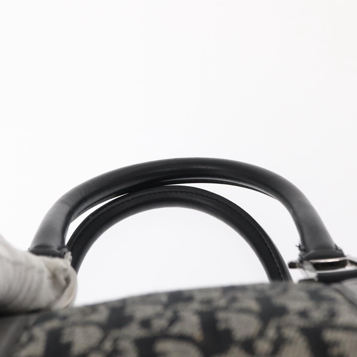 Christian Dior Trotter Canvas Hand Bag Black Silver Auth 153991