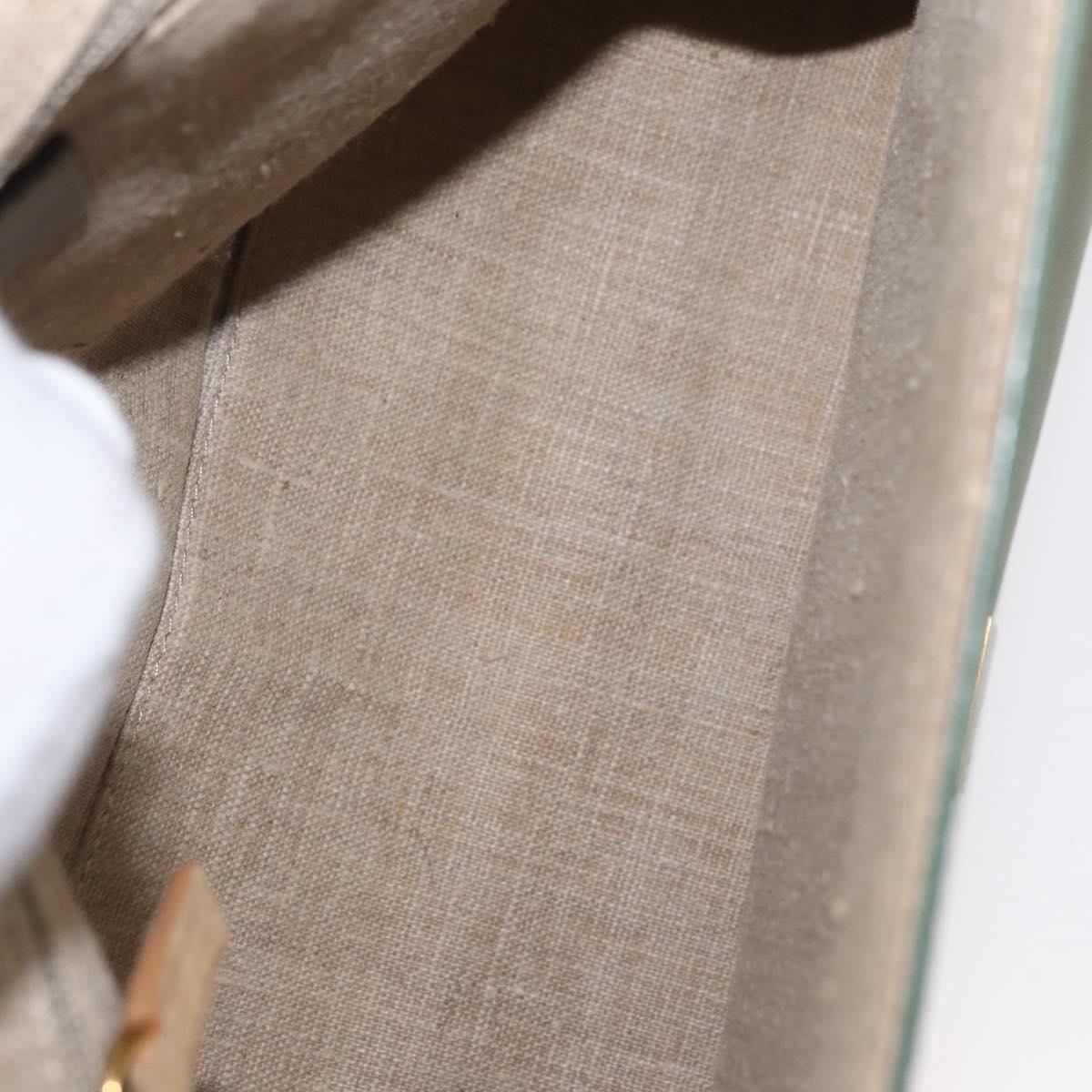 FENDI Silvana Hand Bag Leather 2way Green Gold Auth 153992