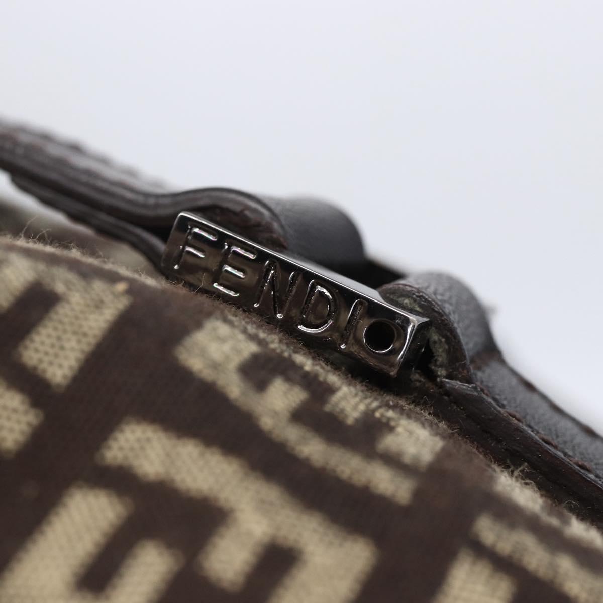 FENDI Zucchino Canvas Mamma Baguette Shoulder Bag Beige Brown Auth 153995