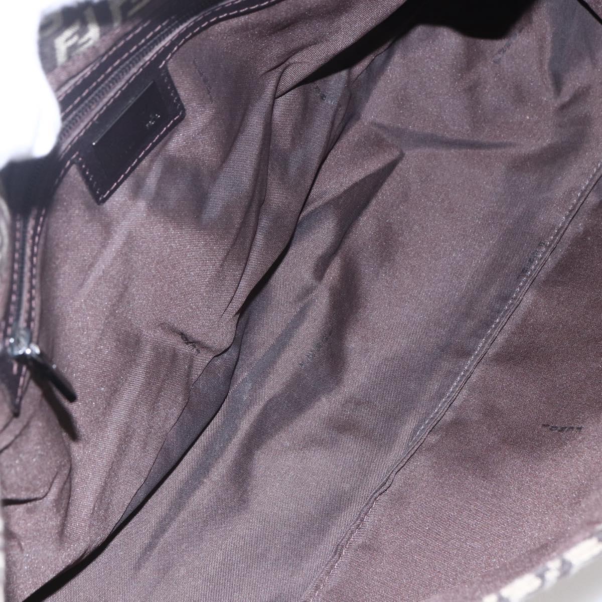 FENDI Zucchino Canvas Mamma Baguette Shoulder Bag Beige Brown Auth 153995