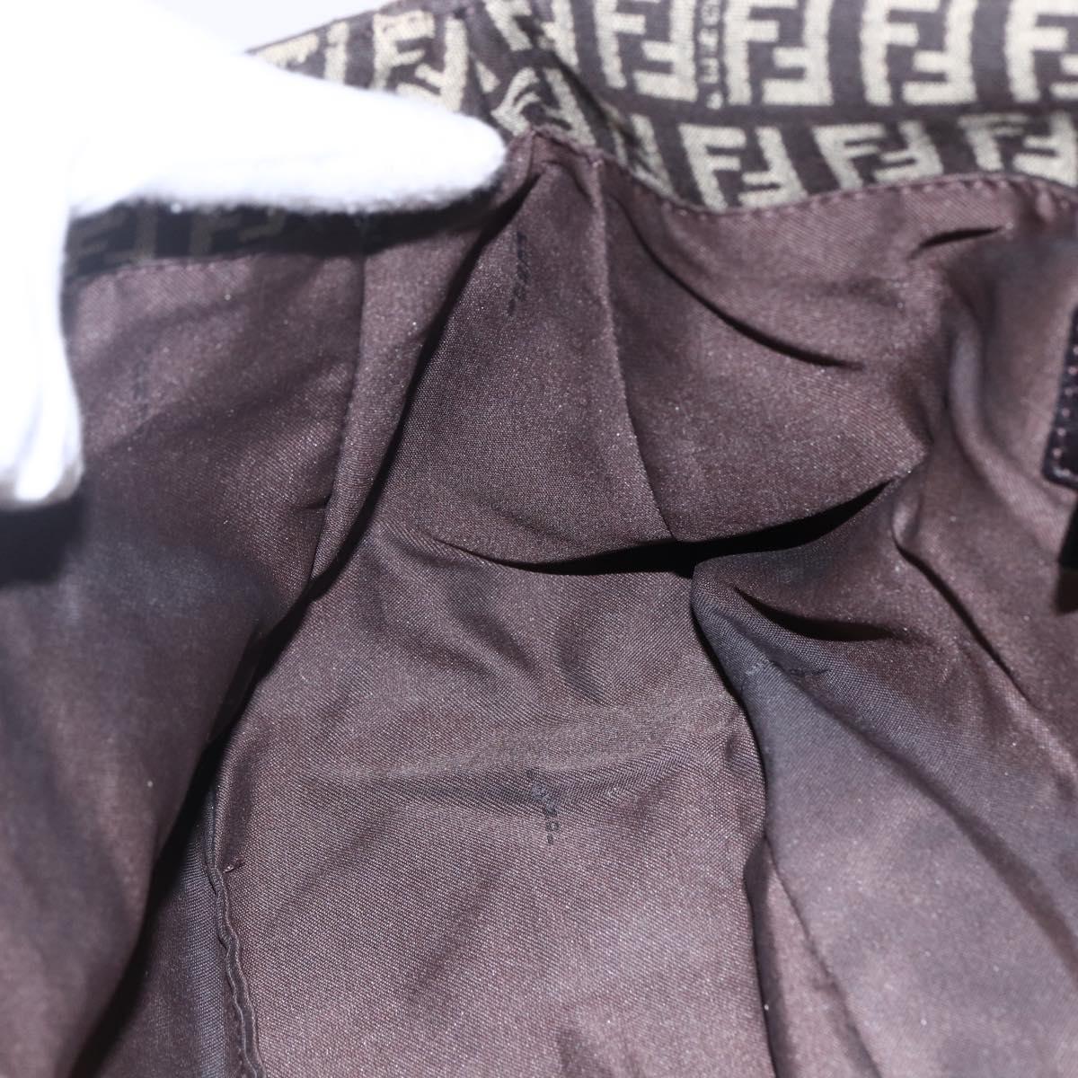 FENDI Zucchino Canvas Mamma Baguette Shoulder Bag Beige Brown Auth 153995