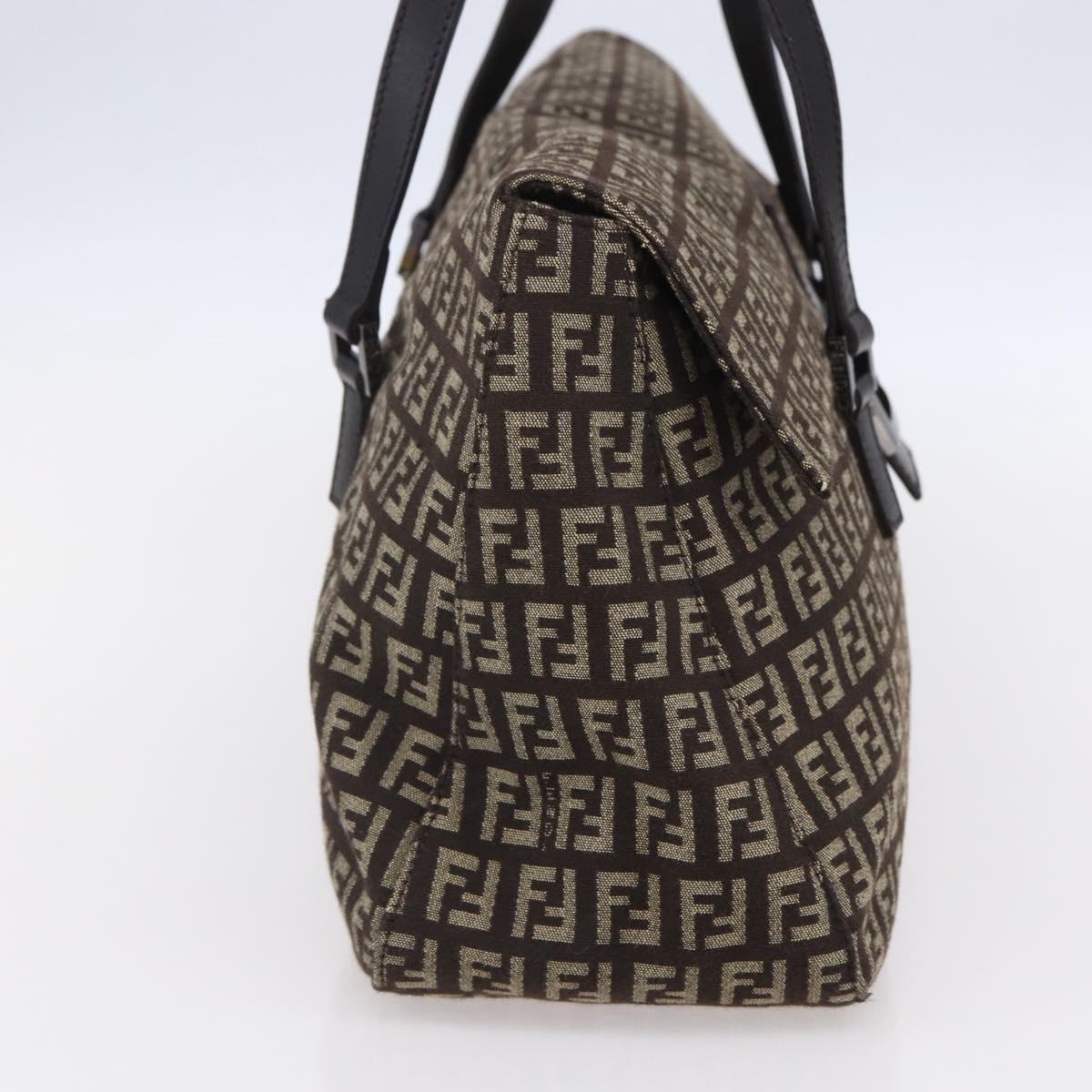 FENDI Zucchino Canvas Mamma Baguette Shoulder Bag Beige Brown Auth 153995