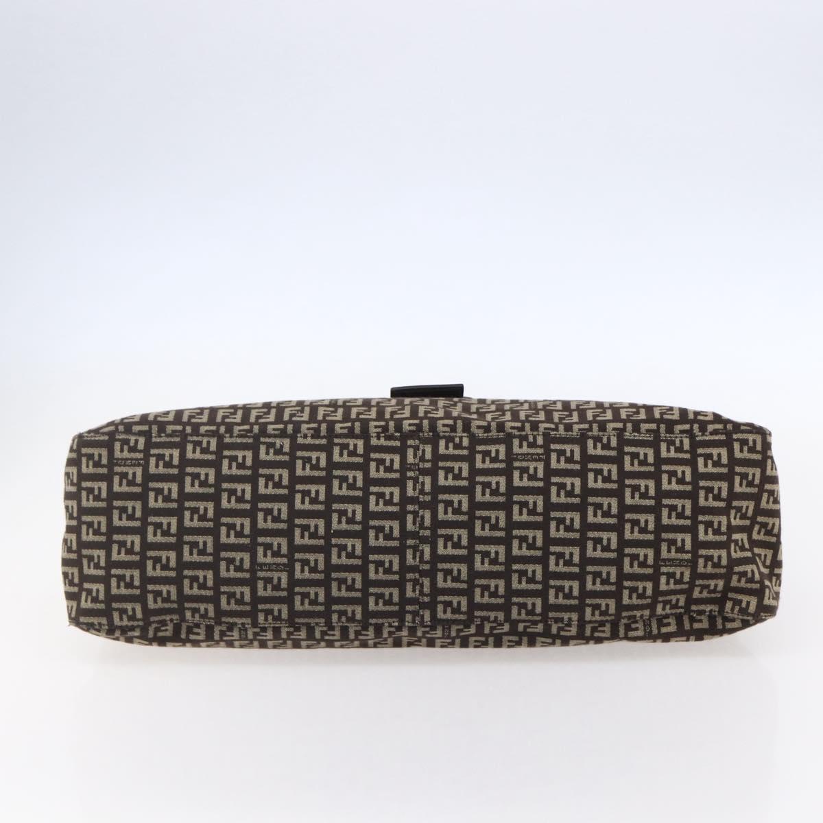 FENDI Zucchino Canvas Mamma Baguette Shoulder Bag Beige Brown Auth 153995