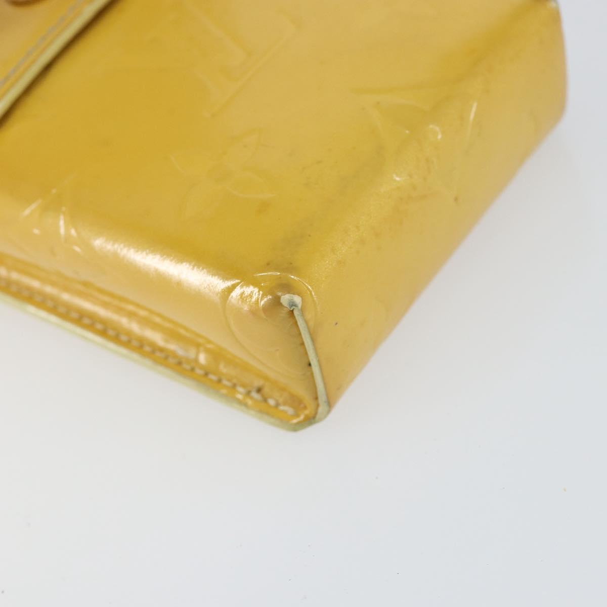 LOUIS VUITTON Monogram Vernis Walker Wallet Lime Yellow M91074 LV Auth 154019